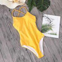 Load image into Gallery viewer, Minimalism Le One Piece Cross Bandage Swimsuit